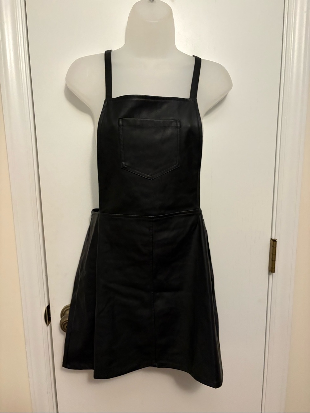 Jack by 88 Dakota Black Faux Leather Mini Pinafore Dress